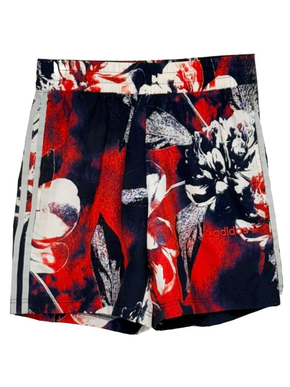 Adidas Floral Print Mesh-Lined Swim Shorts Red/White/Blue Small New With Tags